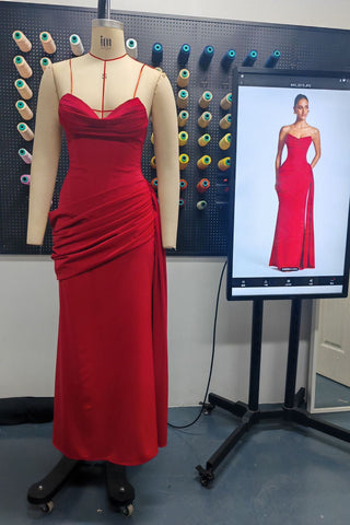 Strapless Corset Draped Long Dress