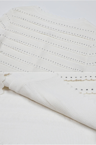 Knitted Two-Piece Set with Rhinestone Detailing – Cardigan & Midi Long Skirt