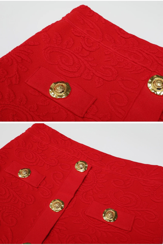 Textured Knit Button Cardigan & Midi Skirt Set