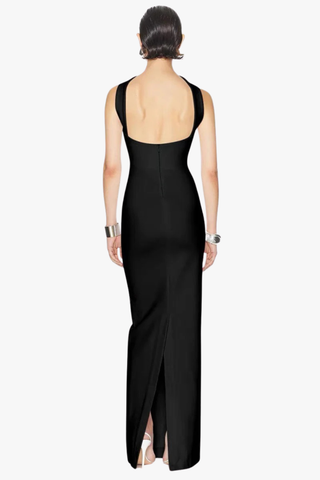 Sleek Bandage Back Slit Long Dress