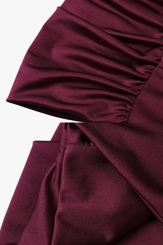 High-Neck Long Sleeve Corset Dress with Lace Panel & Ruched Skirt