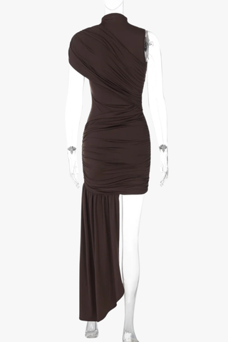 Asymmetrical Ruched Evening Mini Dress