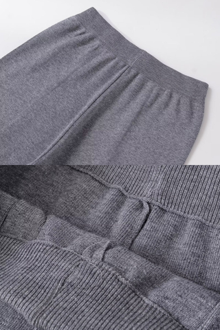 Ribbed Knit V-Neck Cardigan & Wide-Leg Pants Lounge Set – Soft Stretch Knit, Long Sleeves, Relaxed Fit