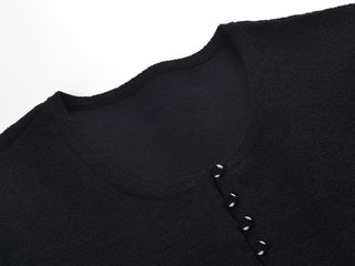 Crystal Embellished Knit Cardigan & A-Line Midi Skirt Set