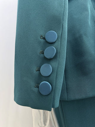 Asymmetric Wrap Belted Blazer & Wide Leg Pants Set