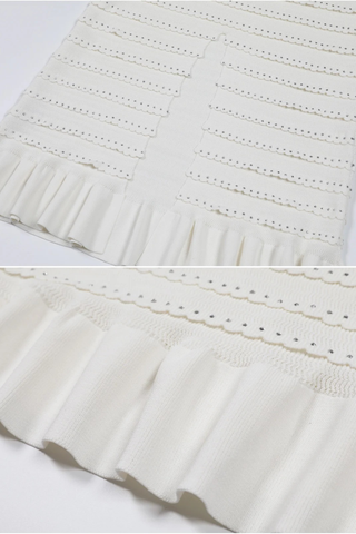 Knitted Two-Piece Set with Rhinestone Detailing – Cardigan & Midi Long Skirt