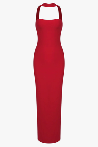 Sleek Bandage Back Slit Long Dress