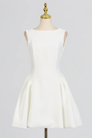 Round Neck Fit Sleeveless Flare Backless Mini Dress