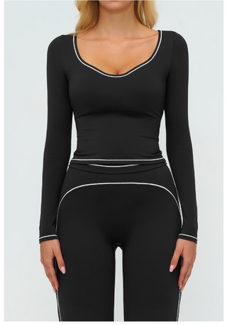 Flex Fit Long Sleeve Top and High-Waist Pants Set