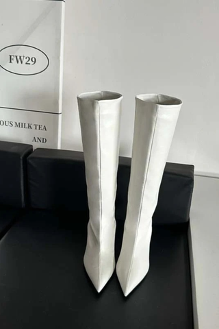 Pointed-Toe Suede Knee-High Stiletto Boots | Slim Fit, High Heel Winter Fashion Boots