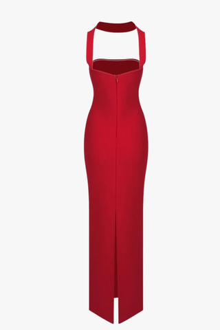 Sleek Bandage Back Slit Long Dress