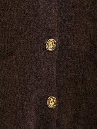 Gold Button Knit Cardigan and A-Line Mini Skirt Set