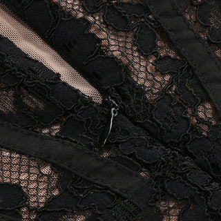 Romantic Lace Corset Cut-Out Long Sleeve Mini Dress
