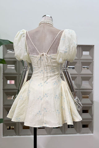 Blossom Charm Puff Sleeve Mini Dress