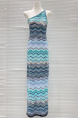 One Shoulder Sleeveless Knit Long Dress – Bodycon Fit, Premium Stretch Fabric