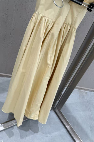 Tie-Shoulder V-Neck Open Back Flared Midi Dress