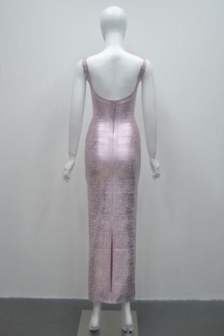 Luminous Metallic Bandage Sleeveless Long  Dress