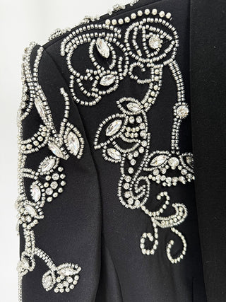 Crystal Embellished Long Sleeve Tailored Blazer & Mermaid Skirt Set