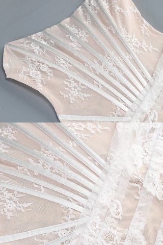 Lace Corset Draped Sheer Long Dress