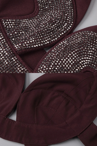 Crystal Embellished Halter Cutout Crop Top & Draped High-Waist Long Skirt Set