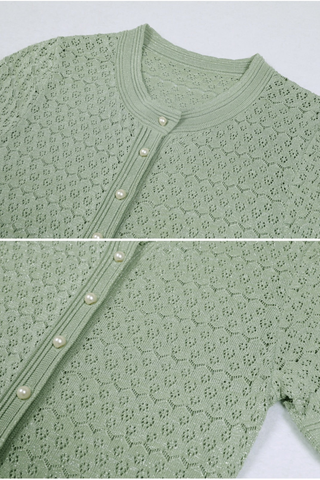 Short Sleeve Knitted Long Dress with Inner Slip – Flattering Fit & Button Detail