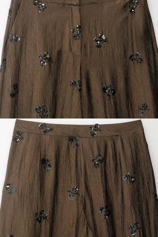 Sequin Detail Halter Top & Wide Leg Pants Set