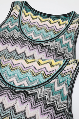 Chevron Knit Sleeveless Bodycon Long Dress