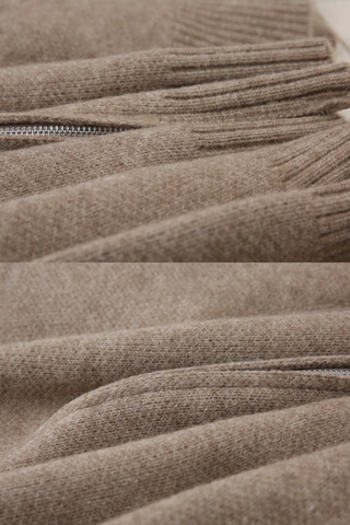 Cozy High-Neck Zip Knit Set – Soft Two-Piece Loungewear with Relaxed Wide-Leg Pants