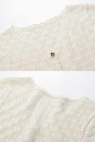 Textured Knit Button-Front Long Dress with V-Neck and Long Sleeves