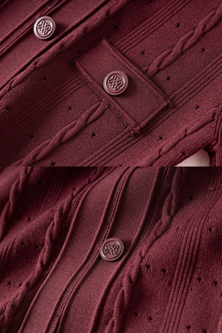 Short Sleeve Knitted Midi Dress with Front Buttons and Pocket Detail