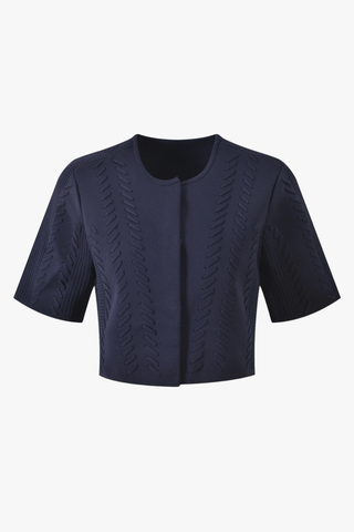 Textured Knit Short Sleeve Top– Cropped Fit with Clean Front Design