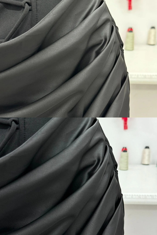 Draped Corset Mini Dress – Square Neck Satin Ruched Bodycon Dress