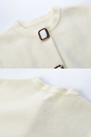 Soft Knit Button-Detail Cropped Cardigan