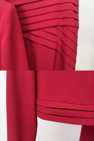 Mock Neck Long Sleeve Crop Top & Pleated long Skirt Set