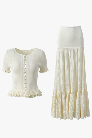 Soft Knit High-Waist Tiered Long Skirt