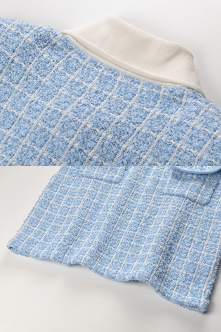 Elegant Long Sleeve Tweed Mini Dress with Bow Detail & Peter Pan Collar