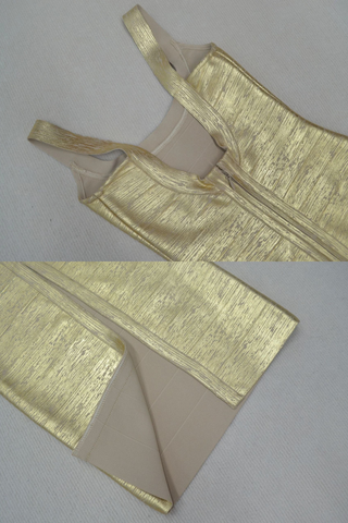 Luminous Metallic Bandage Sleeveless Long  Dress