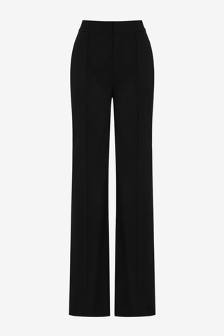 High-Waisted Tailored Straight Leg Pants with Structured Fit and Clean Seam Detail