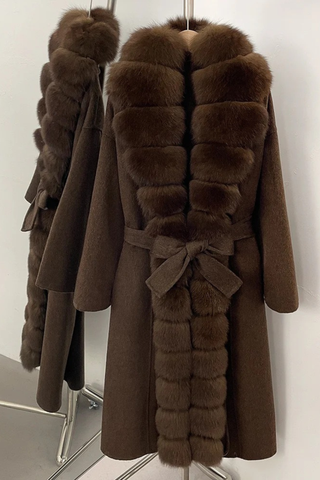 Luxury Fur-Trim Long Wool Coat – Classic Tailored Fit