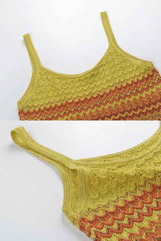 Sunset Striped Sleeveless Long Midi Dress