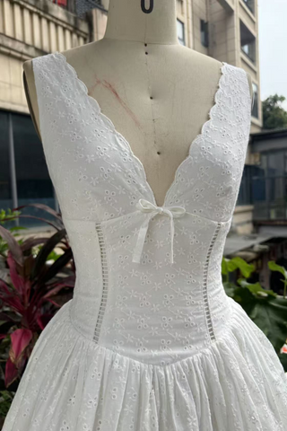 Bloom Lace Mini Dress – V-Neck Corset Bodice with Flowy Skirt