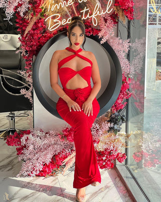 Lori Halter Backless Long Dress