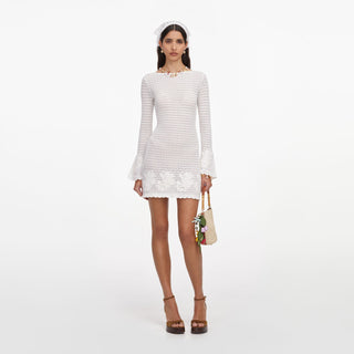 Open Back Knit Mini Dress with Long Flared Sleeves