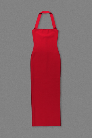 Sleek Bandage Back Slit Long Dress