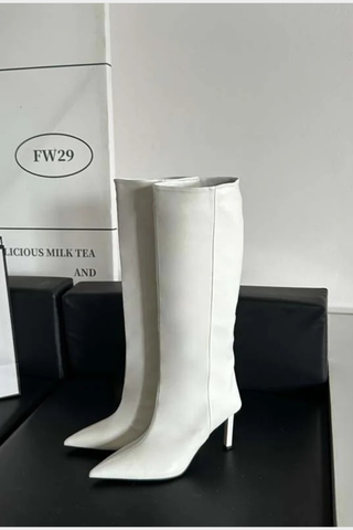 Pointed-Toe Suede Knee-High Stiletto Boots | Slim Fit, High Heel Winter Fashion Boots