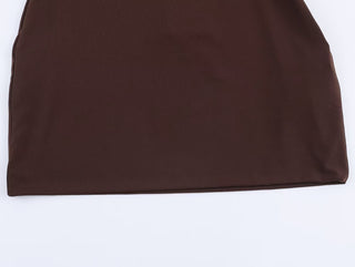 Long Sleeve Tie-Neck Mini Dress in Structured Woven Fabric