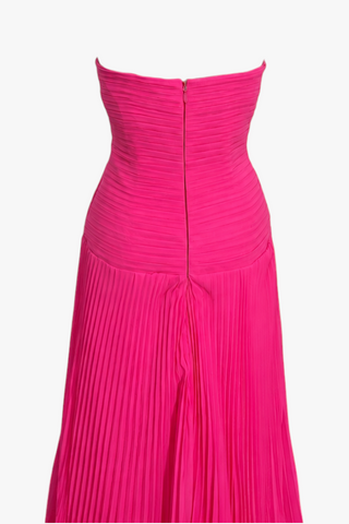 Twisted Cut-Out Pleated Chiffon Long Dress