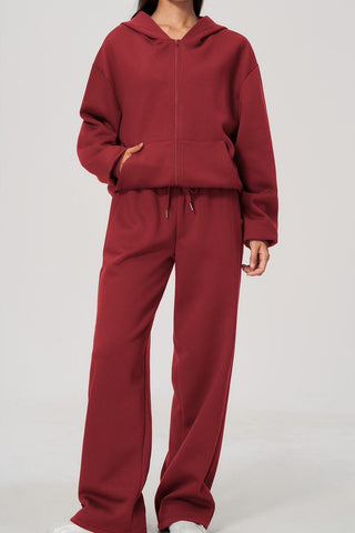 Relaxed Zip-Up Hoodie & Wide-Leg Sweatpants Set
