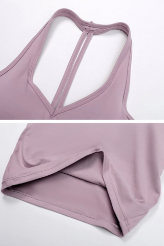 3-Piece Sport Wrap Lounge Set with Long Sleeve Crop Top, Halter Tank, and Wide-Leg Pants