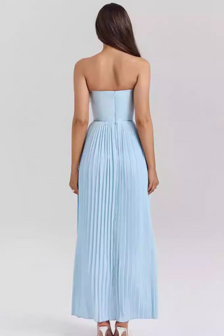 Pleated Grace Strapless Long Dress